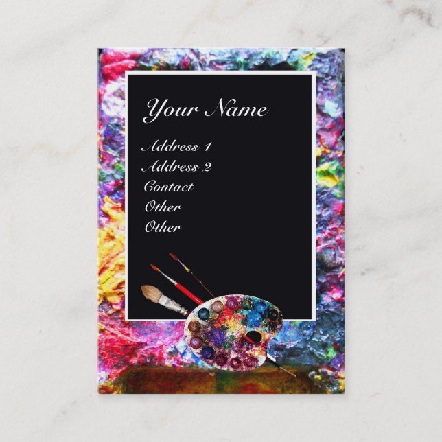 Carte De Visite PALETTE DE COULEUR ARTISTE MONOGRAM Peintre, Artic (Devant)