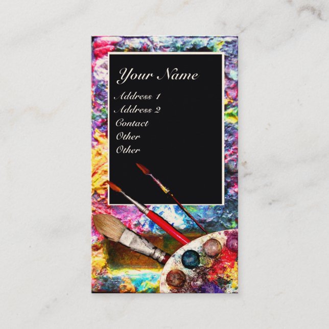 Carte De Visite PALETTE DE COULEUR ARTISTE MONOGRAM Peintre, Artic (Devant)