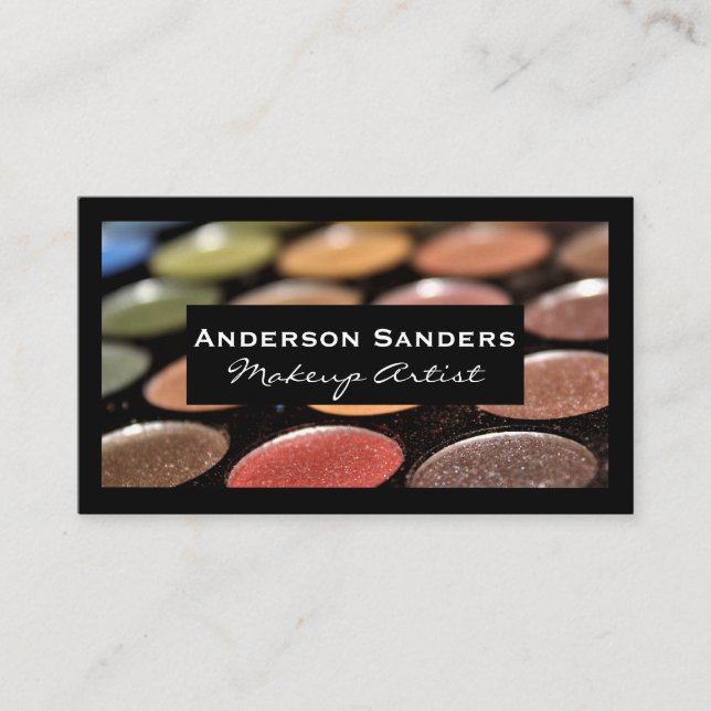 Carte De Visite Palette de maquillage | Bordure noire (Devant)