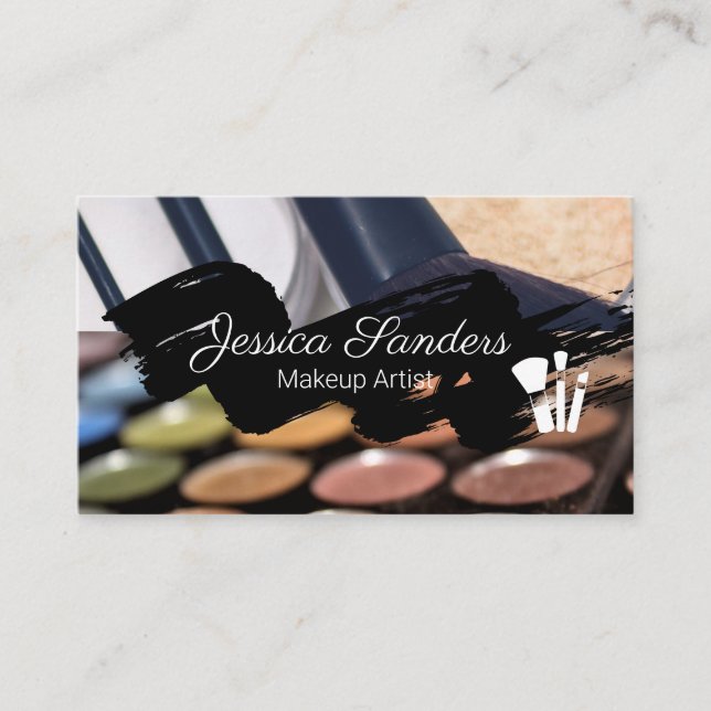 Carte De Visite Palette de maquillage et brosses | Moderne (Devant)