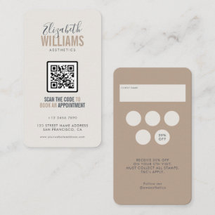 Carte De Visite Palette Neutre Salon de Beauté QR Code Fidélité &