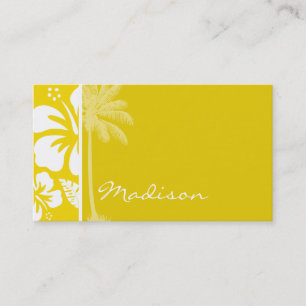 Carte De Visite Palme tropicale hawaïenne jaune doré