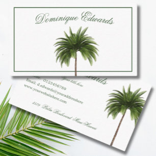 Carte De Visite Palmier Tropical Design Green Professional