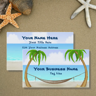 Carte De Visite Palmiers et plage tropicale Hammock