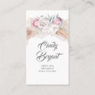 Carte De Visite Pampas Grass et King Protea Flower Élégant exotiqu
