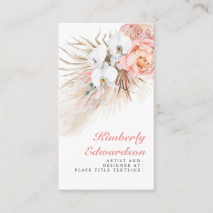 Carte De Visite Pampas Grass Rose Fleurs Orchidées Blanches Chic