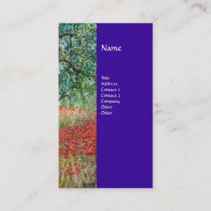 Carte De Visite PAN, OLIVE ARBRE ET CHAMPS POPPY monogramme, bleu