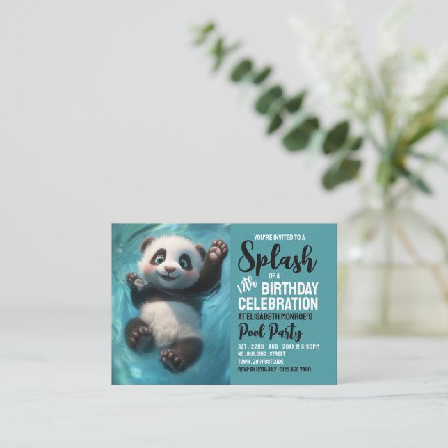 Carte De Visite Panda Bear, Pool Party Anniversaire Remise de bill (Debout devant)