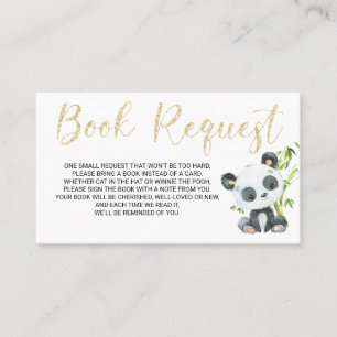 Carte De Visite Panda Book Demande Card pour Baby shower Anniversa