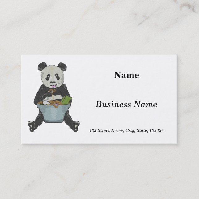 Carte De Visite Panda mangeant un bol de nouilles (Devant)