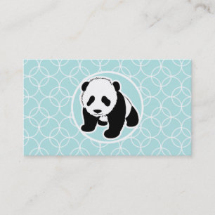 Carte De Visite Panda mignon sur des cercles de bleus layette