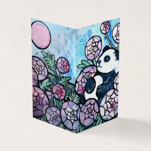Carte De Visite Panda Ours Violet Fleurs Amateurs de la nature