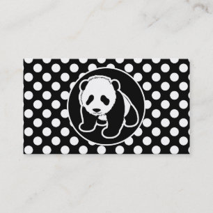 Carte De Visite Panda sur les Pois noirs et blancs