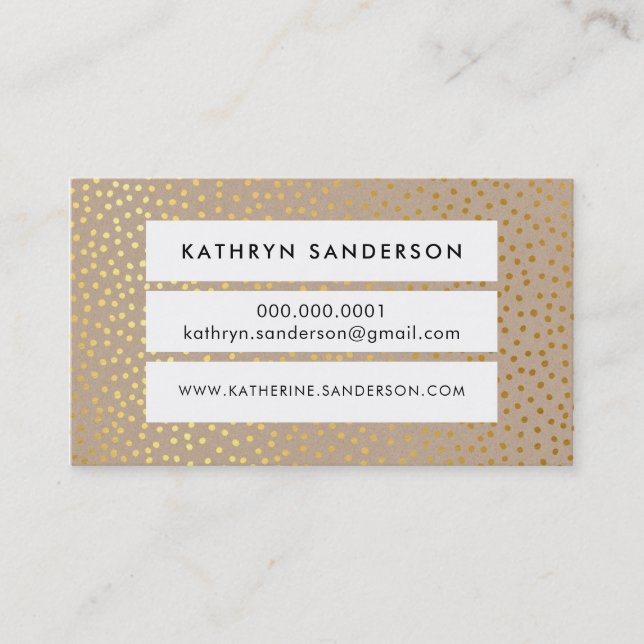 Carte De Visite PANEL POLKA DOT CONFETTI tache d'or kraft moderne (Devant)