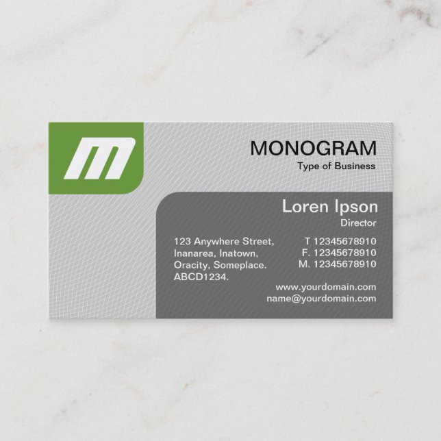 Carte De Visite Panels MonoGram v2 - Avocado et Grey (Devant)