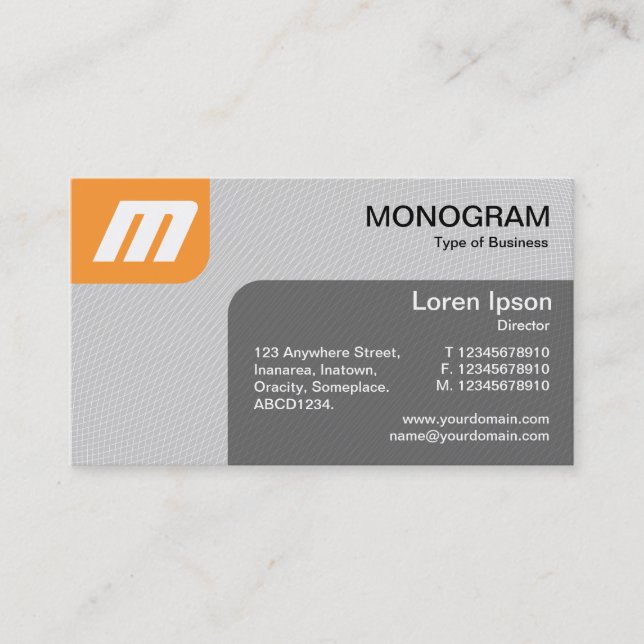 Carte De Visite Panels MonoGram v2 - Lt Orange et Grey (Devant)