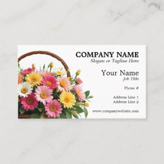 Carte De Visite Panier à fleurs coloré Florist Designer Floral