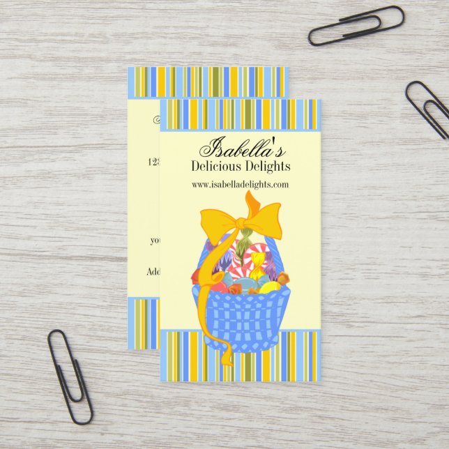 Carte De Visite Panier fait sur commande de cadeau (Devant/Arrière en situation)