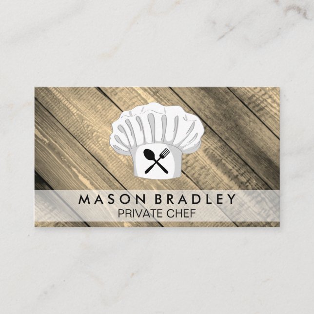 Carte De Visite Panneau de bois du chef personnel (Devant)