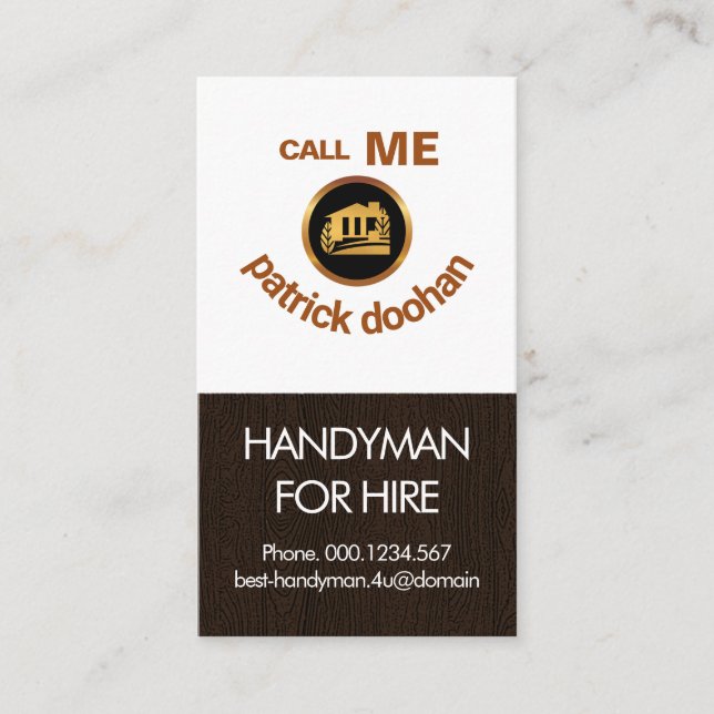 Carte De Visite Panneau de bois Smiling Handyman Visage Carpenter (Devant)