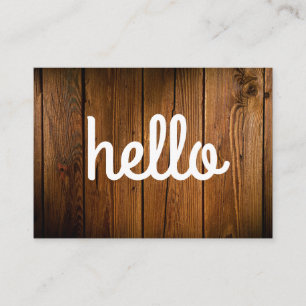 Carte De Visite Panneau en bois Hello cursive