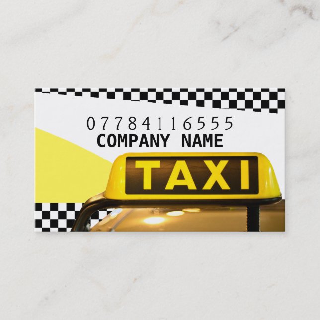 Carte De Visite Panneau Et Bandes De Taxi Jaune (Devant)