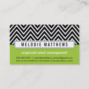 Carte De Visite Panneau motif en chevron gras TENDANCE vert citron