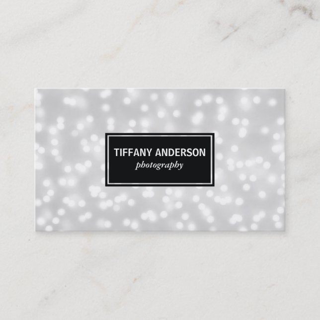 Carte De Visite Panneau noir Bokeh blanc (Devant)