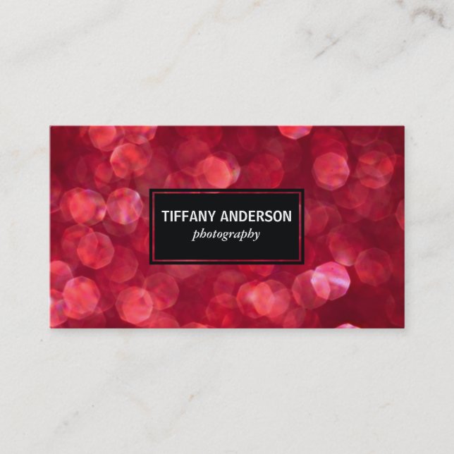 Carte De Visite Panneau noir Red Bokeh (Devant)
