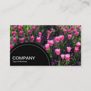 Carte De Visite Panneau semi-cercle (points) - Lit de tulipes rose
