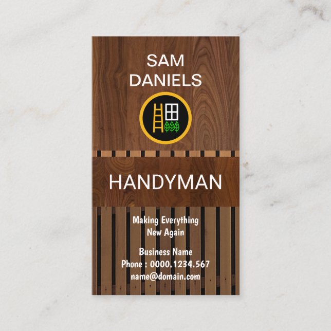 Carte De Visite Panneaux à grains de bois créatifs Handyman (Devant)