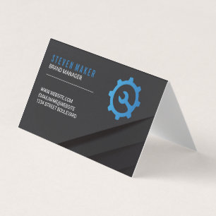 Carte De Visite Panneaux Abstraits noirs   Logo de l'engrenage à c
