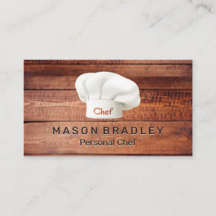 Carte De Visite Panneaux en bois   Chef Casquette