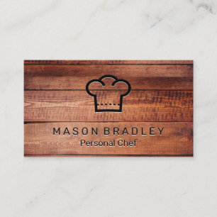 Carte De Visite Panneaux en bois   Chef Casquette