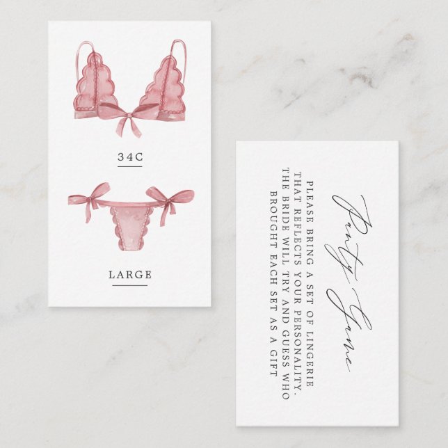 Carte De Visite Panneaux & Palomas Taille de lingerie Insertion (Devant / Derrière)