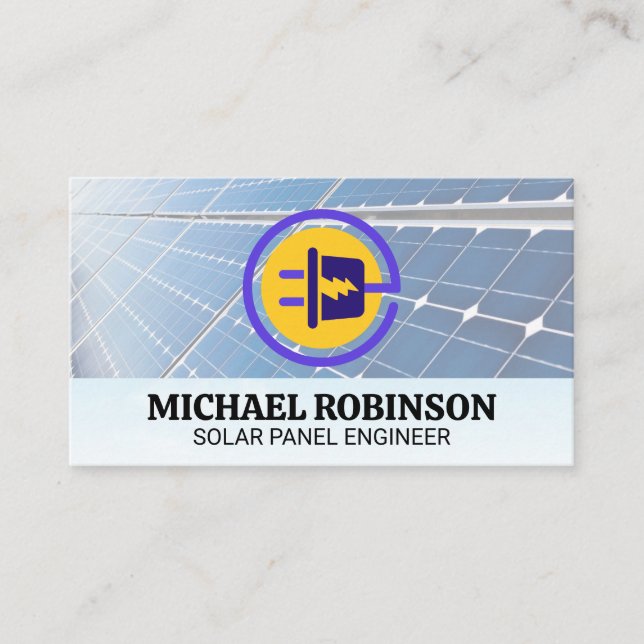 Carte De Visite Panneaux solaires | Logo de prise électrique (Devant)