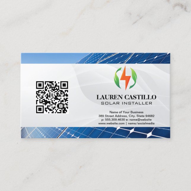 Carte De Visite Panneaux solaires | Logo énergie propre (Devant)