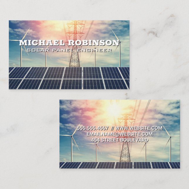 Carte De Visite Panneaux solaires | Turbines éoliennes | Lignes d' (Devant / Derrière)