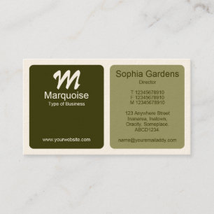 Carte De Visite Panneaux - Vert Marron, Kaki et Blanc (Carte Crème