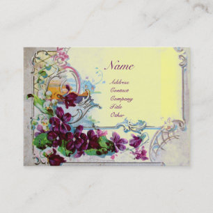 Carte De Visite Pansies ROMANTICA, Violets, Panier Floral d'hiver