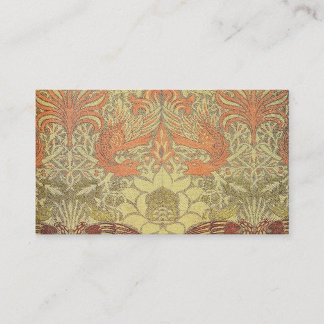 Carte De Visite Paon de William Morris et motif de dragon (Devant)