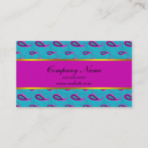 Carte De Visite Paon et motif magenta de Paisley