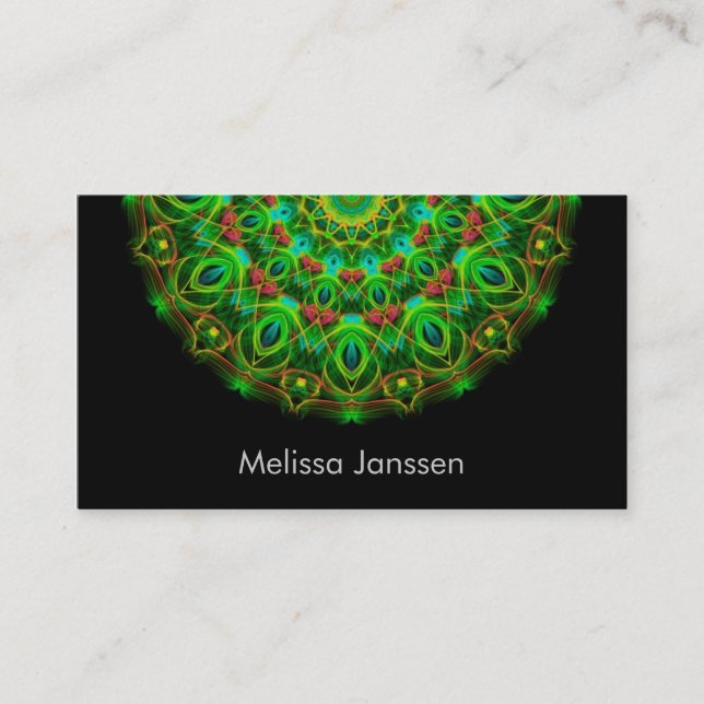 Carte De Visite Paon vert - Mandala (Devant)