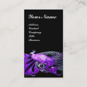 Carte De Visite PAON VIOLET ÉLÉGANT ,noir