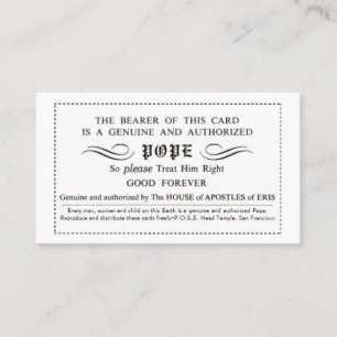 Carte De Visite Pape Cards de Discordian