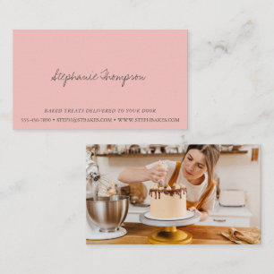 Carte De Visite Papeterie Minimaliste Photo Rose Pâle Boulangerie