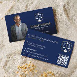 Carte De Visite Papier à en-tête de luxe en or marine pour avocat