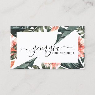 Carte De Visite Papier à signature aquarelle tropical