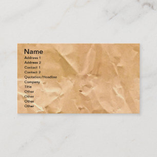 CARTE DE VISITE PAPIER ARRIÈRE - PLAN BROWN LÉGER TEXTURE SAC PA