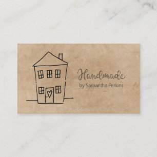 Carte De Visite Papier artisanal Rustique dessiné main
